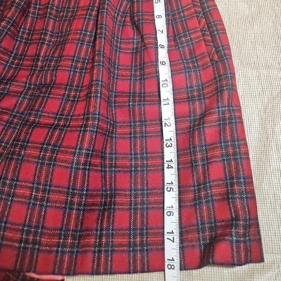 80s Vintage Gorgio Red Christmas Plaid Tartan Wool High Rise Shorts 10 27" Punk - Picture 10 of 16